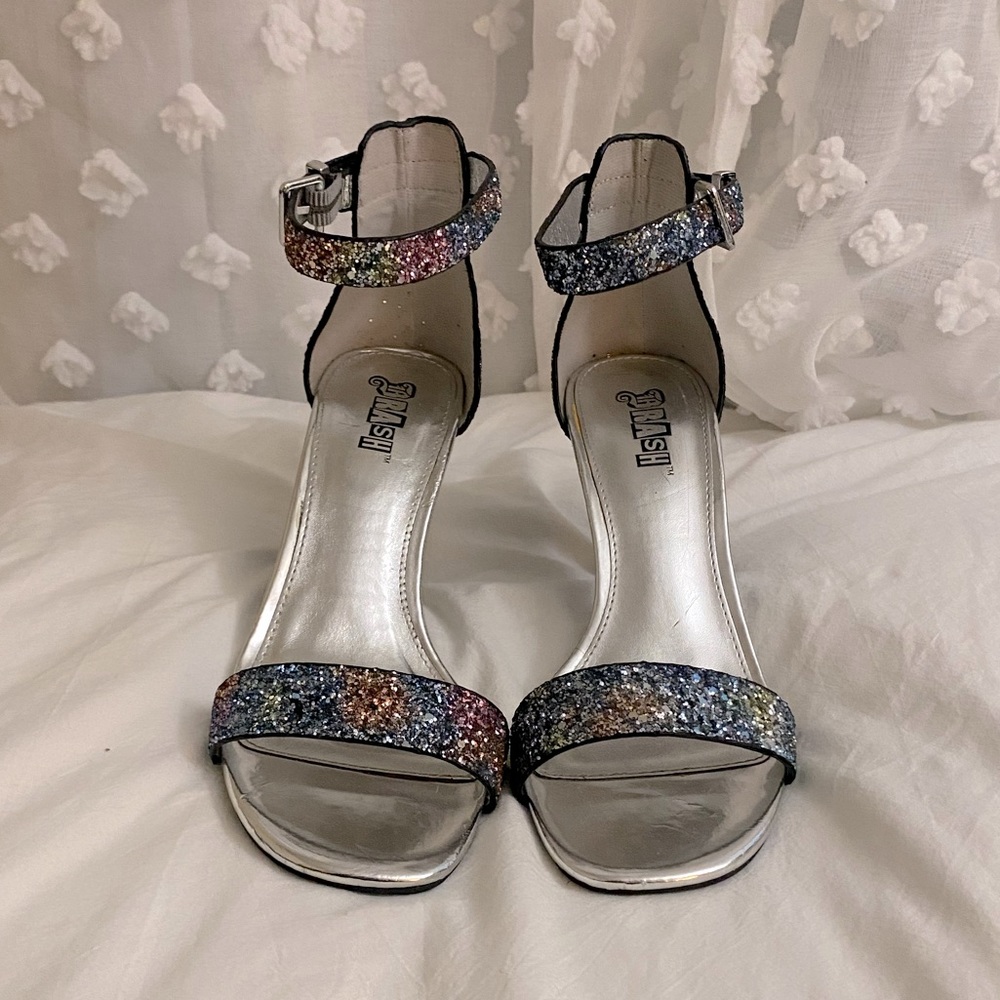 NWOT BRASH Silver Rainbow Glitter Sparkly Heels